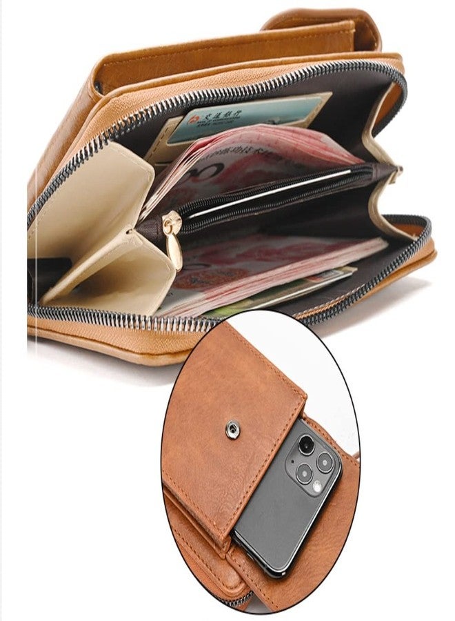 موكا محفظة موكا النسائية ذات الحزام الكتفي مع حامل للهاتف المحمول وجيب صغير وحقيبة يد صغيرة مع فتحات للبطاقات/حزام كتف للنساء (وردي) - Image 3